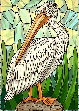 Stained Glass Pelican Art
