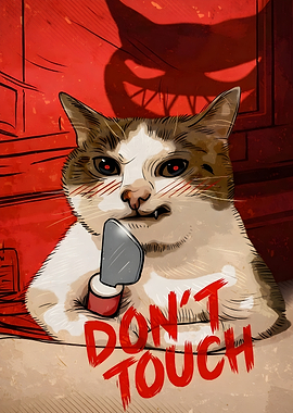 angry Cat with Knife