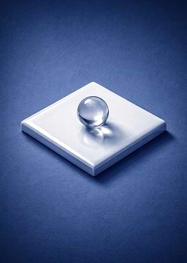 Glass Sphere on White Tile