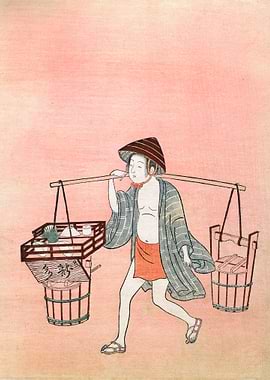 Japanese street vendor carrying goods