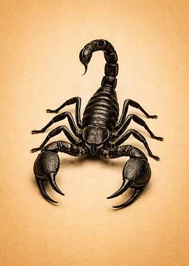 Black Scorpion on Sepia Background