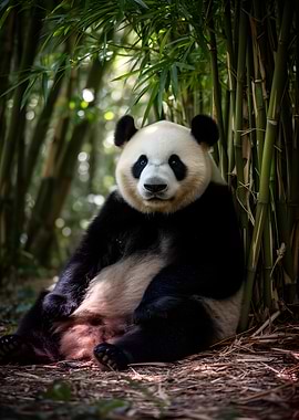 Panda in a Bamboo Forest