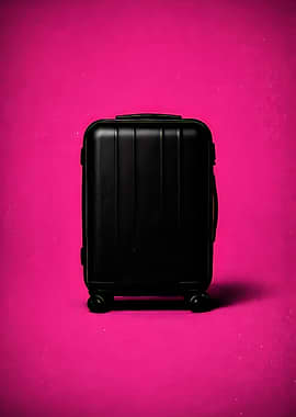 Black Suitcase on Pink Background