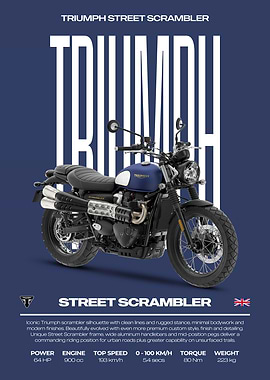 Triumph Street Scrambler Motorcycle Poster