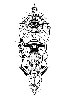 Mystical UFO and Eye Symbol