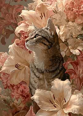 Cat Amidst Floral Arrangement