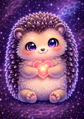 Cute Hedgehog Holding a Heart