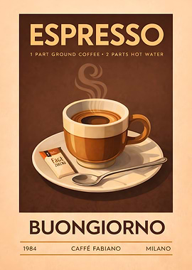 Espresso Buongiorno Vintage Poster