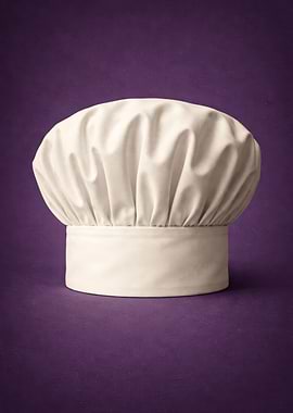 White Chef's Hat on Purple Background