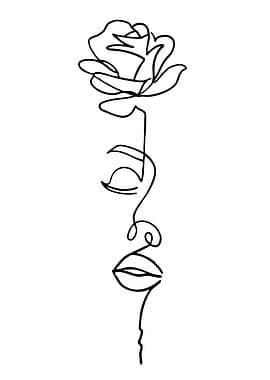 Minimalist Rose and Face Line Art