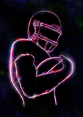 Neon Football Player Silhouette