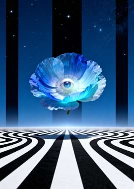 Surreal Blue Flower with Eye