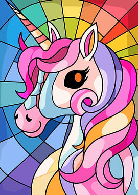 Stained Glass Unicorn Portrait