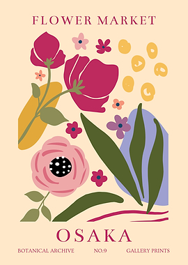 Osaka Flower Market Botanical Archive Poster