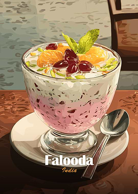 Falooda dessert with fruits and nuts