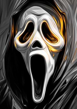 Scream Mask with Fiery Eyes