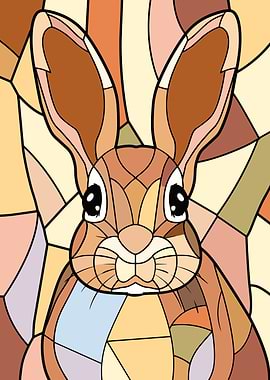 Stained Glass Rabbit Portrait