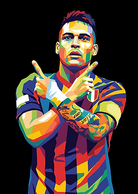 Lautaro Martinez Pop Art Football Player Portrait