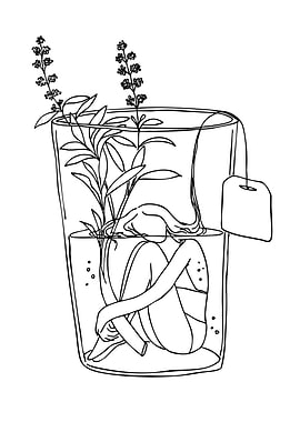 Woman in a Teacup with Flowers