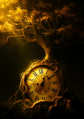 Tree Growing Around a Clock