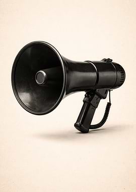 Black Megaphone on Textured Background