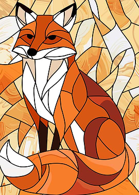 Stained Glass Fox Portrait