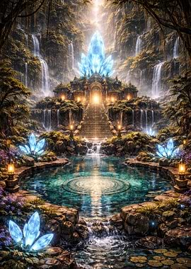 Enchanted Crystal Waterfall Sanctuary