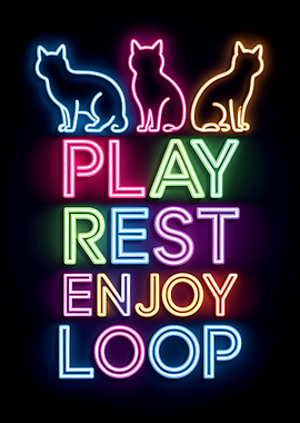 Neon Cats and Motivational Text