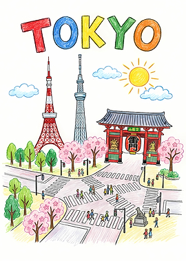 Tokyo Cityscape with Landmarks