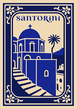 Santorini Travel Poster