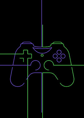 Neon Game Controller Outline