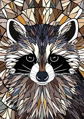 Geometric Raccoon Portrait