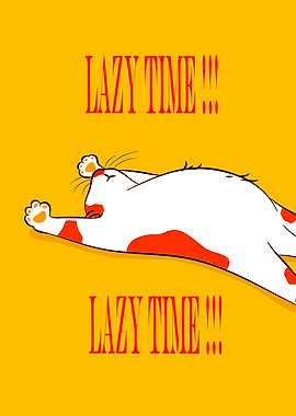 Lazy Cat with Text