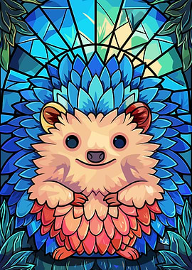 Cute Hedgehog Stained Glass Art