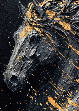 Majestic Horse Textured Gold Painting