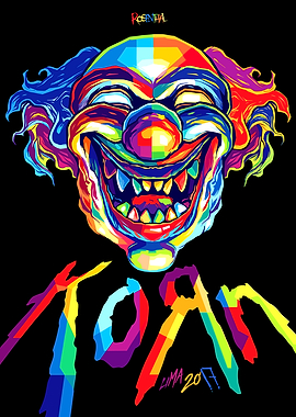 Colorful Clown Face with Korn