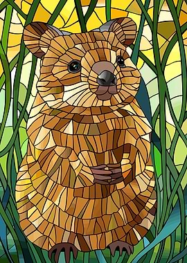 Stained Glass Quokka in Nature