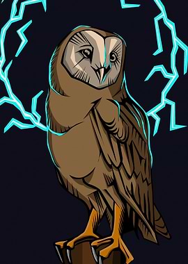 Barn Owl with Lightning