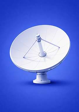 White Satellite Dish on Blue Background