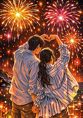 Couple Watching Fireworks