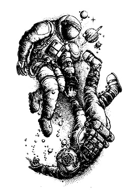 Astronaut and Diver in Space