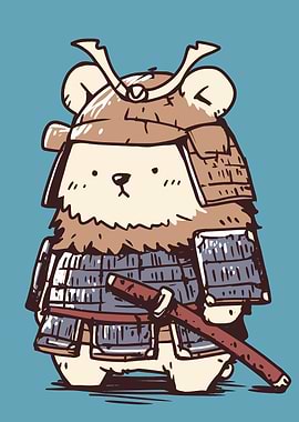 Cute Samurai Hamster with Sword