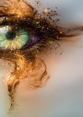 Abstract Eye with Gold Glitter