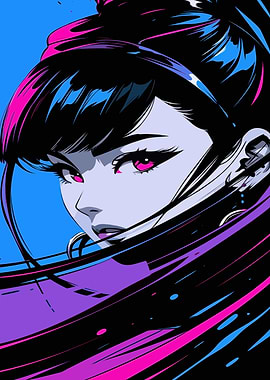 Anime Girl with Pink Eyes