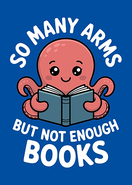 Cute Octopus Reading a Book