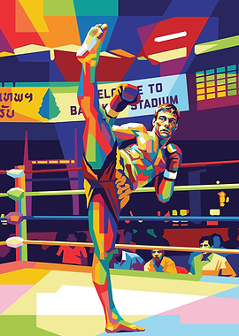 Martial Artist Performing High Kick