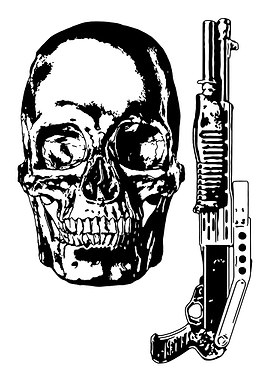 Skull and Shotgun Illustration