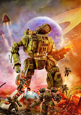 Giant Mech Battle in Space