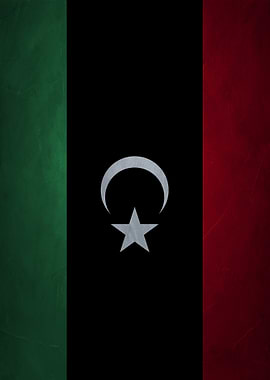 Libyan Flag with Crescent and Star