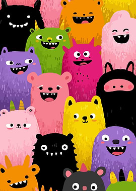A Group of Cute Monsters
